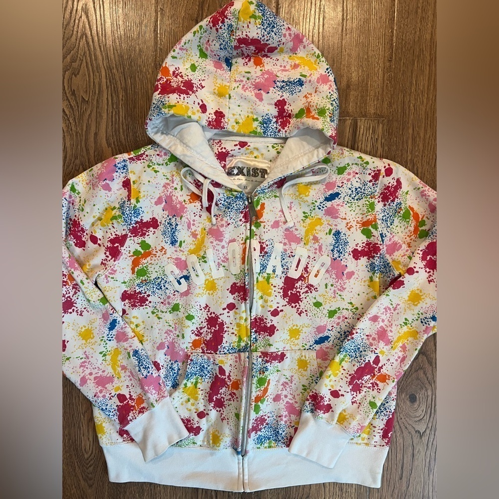 Colorado Paint Splatter Zip Up Jacket Women’s XL Exist EUC